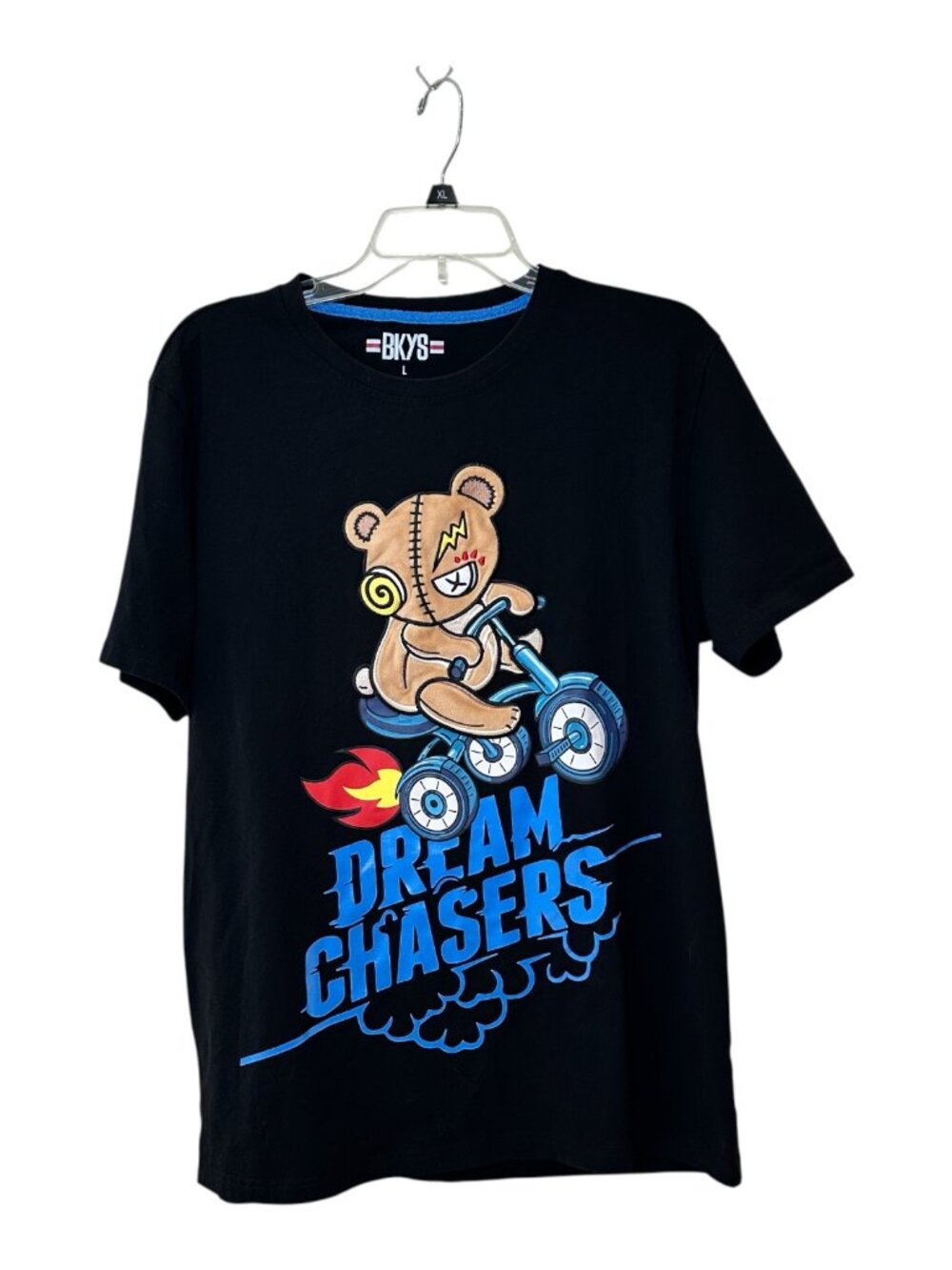 BKYS Men's Street Wear T-Shirt Black Size Large Plush Bear Dream Chasers